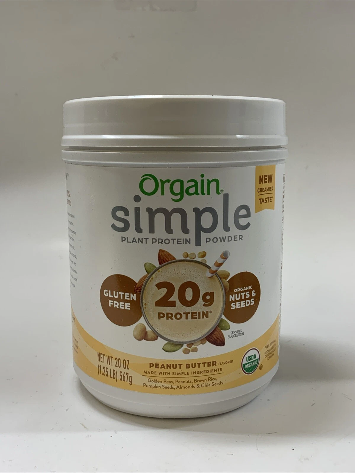 Simple Organic Plant Protein Powder Peanut Butter 1.25 lb Exp: 08/26