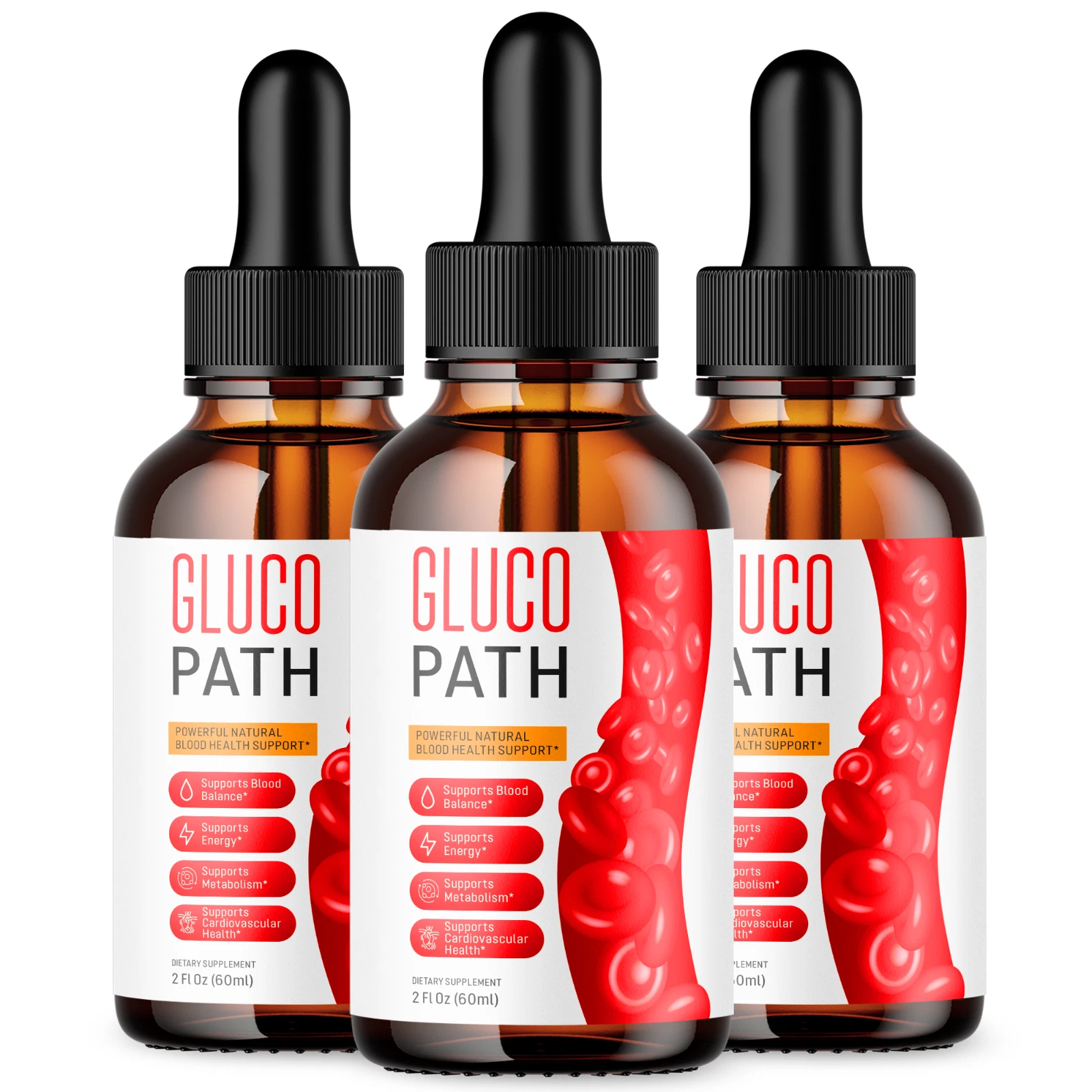 (3 Pack) Gluco Path Blood Support Drops Advanced Vitamin Formula Supplement 2ML