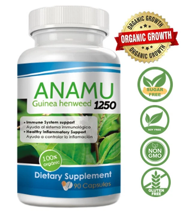 Anamu 100% Organic Petiveria Immune Support detoxification 1250 mg 90 capsules