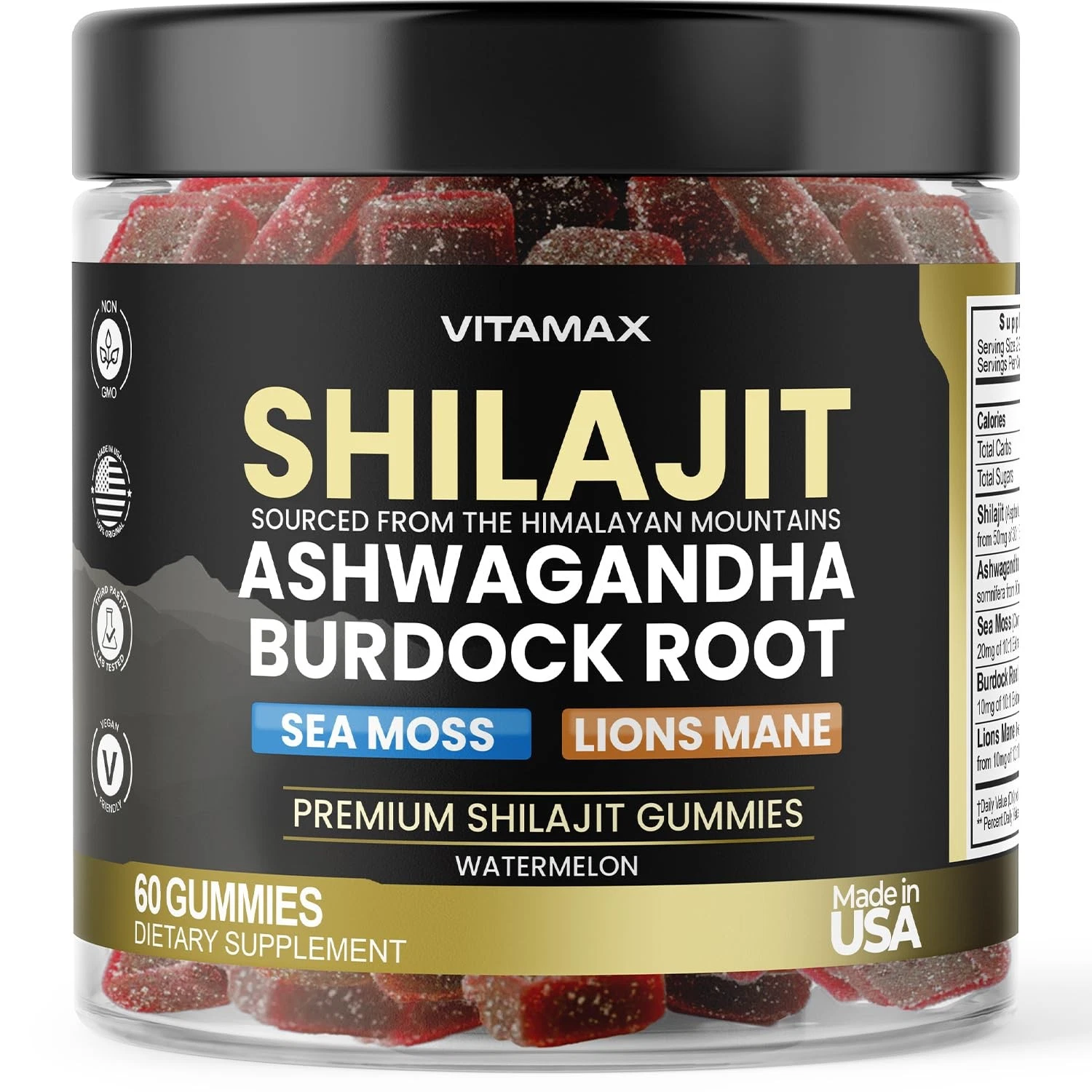 Organic Shilajit Gummies, Sea Moss, Ashwagandha, 105+ Trace Minerals - Organic B