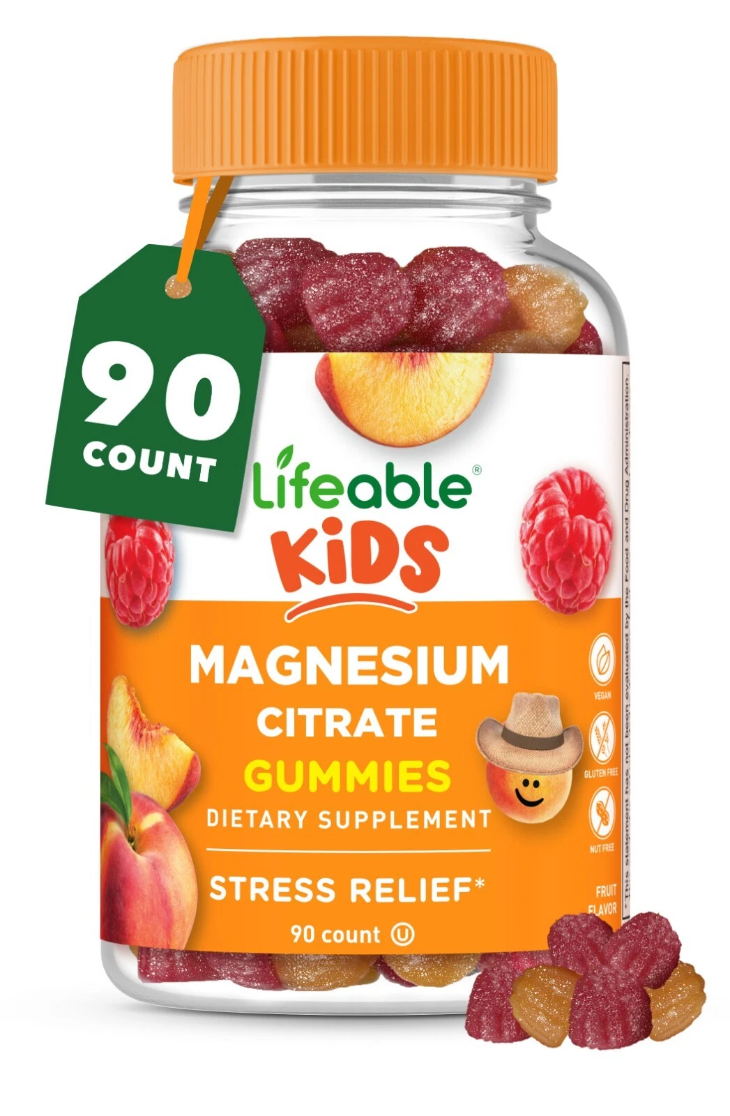 Lifeable Magnesium Citrate Kids - Great Tasting Fruit Flavor Gummy - 90 Count