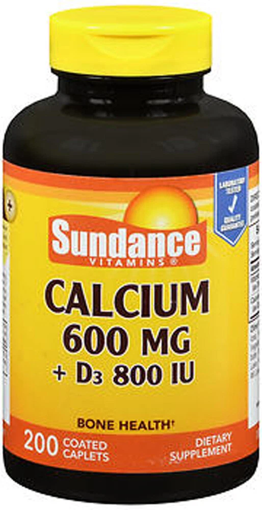 Sundance Vitamins Dietary Supplement Calcium + D3 800 IU Coated Caplets 200 Ct