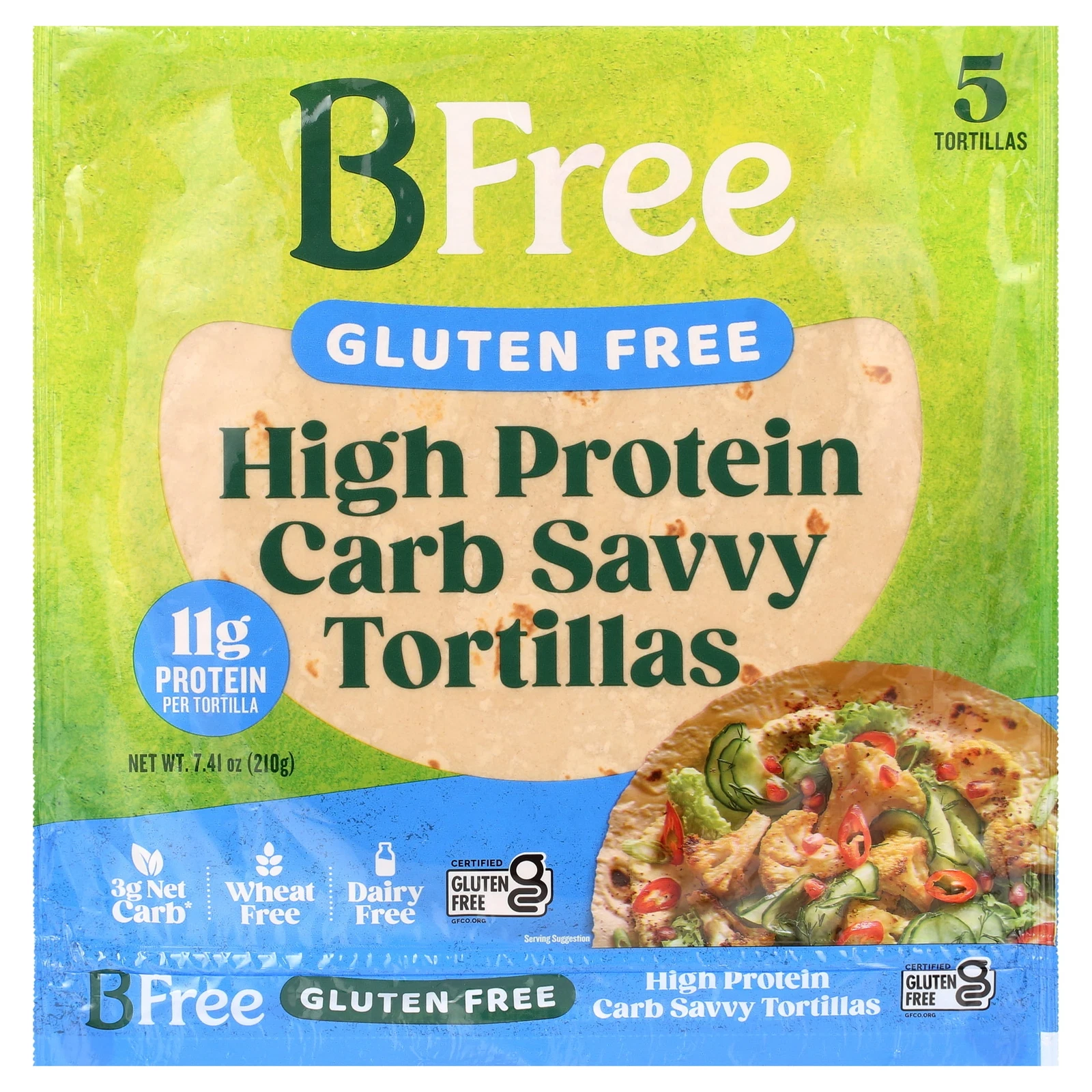 BFree Foods, Gluten Free Keto High Protein Carb Friendly Tortilla Wraps, 7.4oz