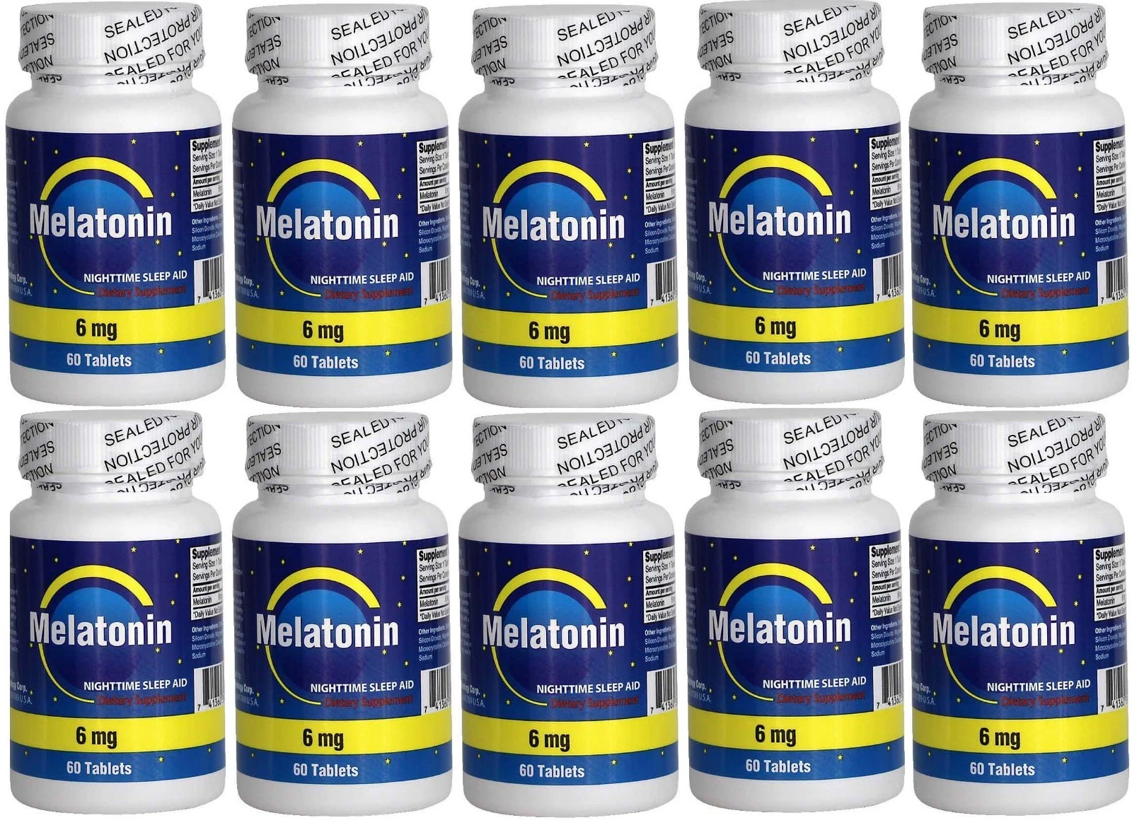 10 x NCB Melatonin, 6 mg, 60 x10=600tab, All Natural Sleep Aid a value over $75!