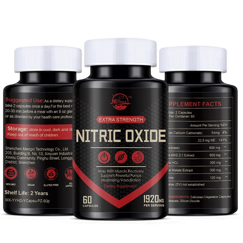 Extra Strength Nitric Oxide Supplement L Arginine 3X Strength Highest Potency
