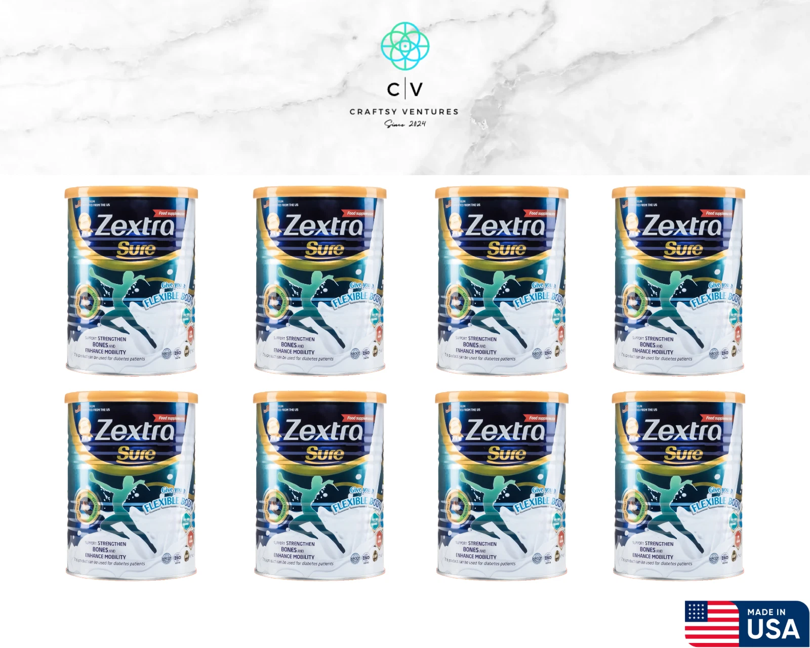 8 x Zextra Sure Milk 400g For Knee Back Pain Bone Strengthen - Express Delivery