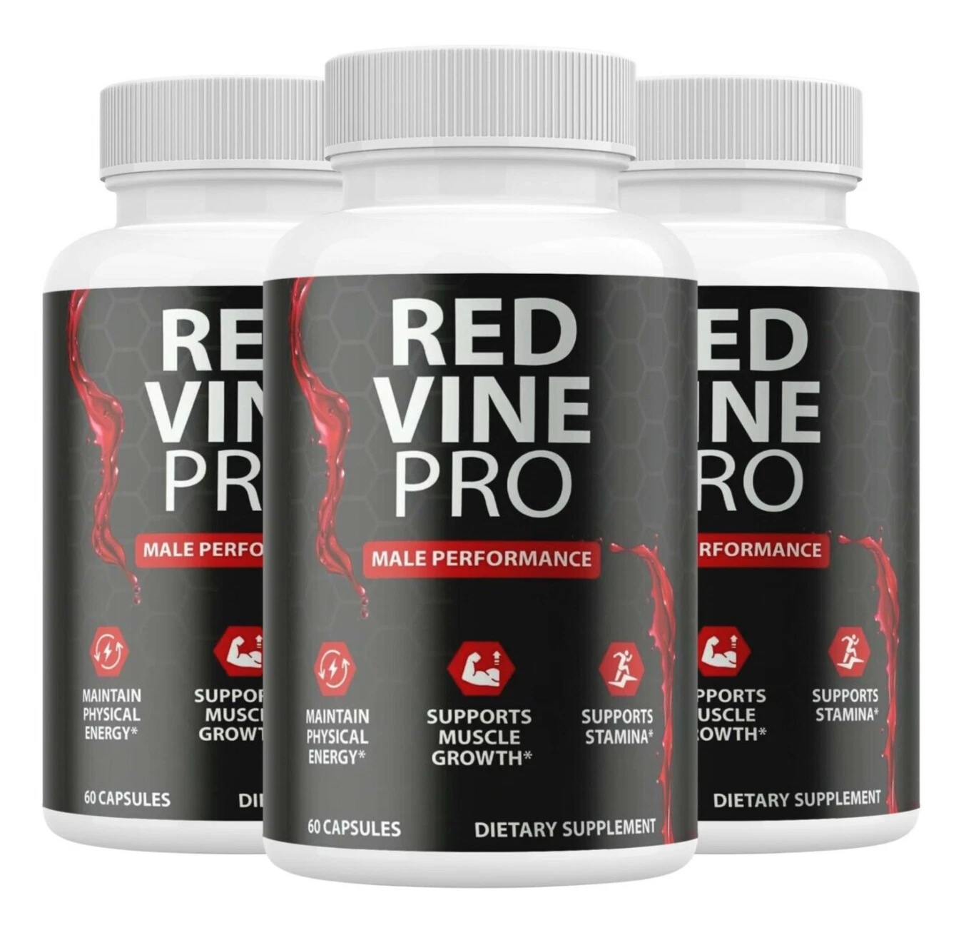 Red Vine Pro Male Pills, RedVinePro Male Vitality Supplement ( 3 Pack )