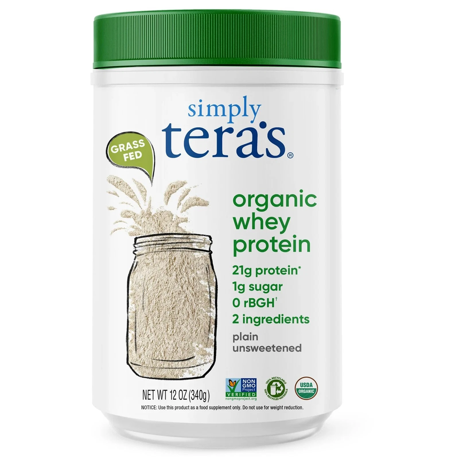 Organic Whey Protein Powder - Grass Fed Whey Protein Powder Without Artificia...