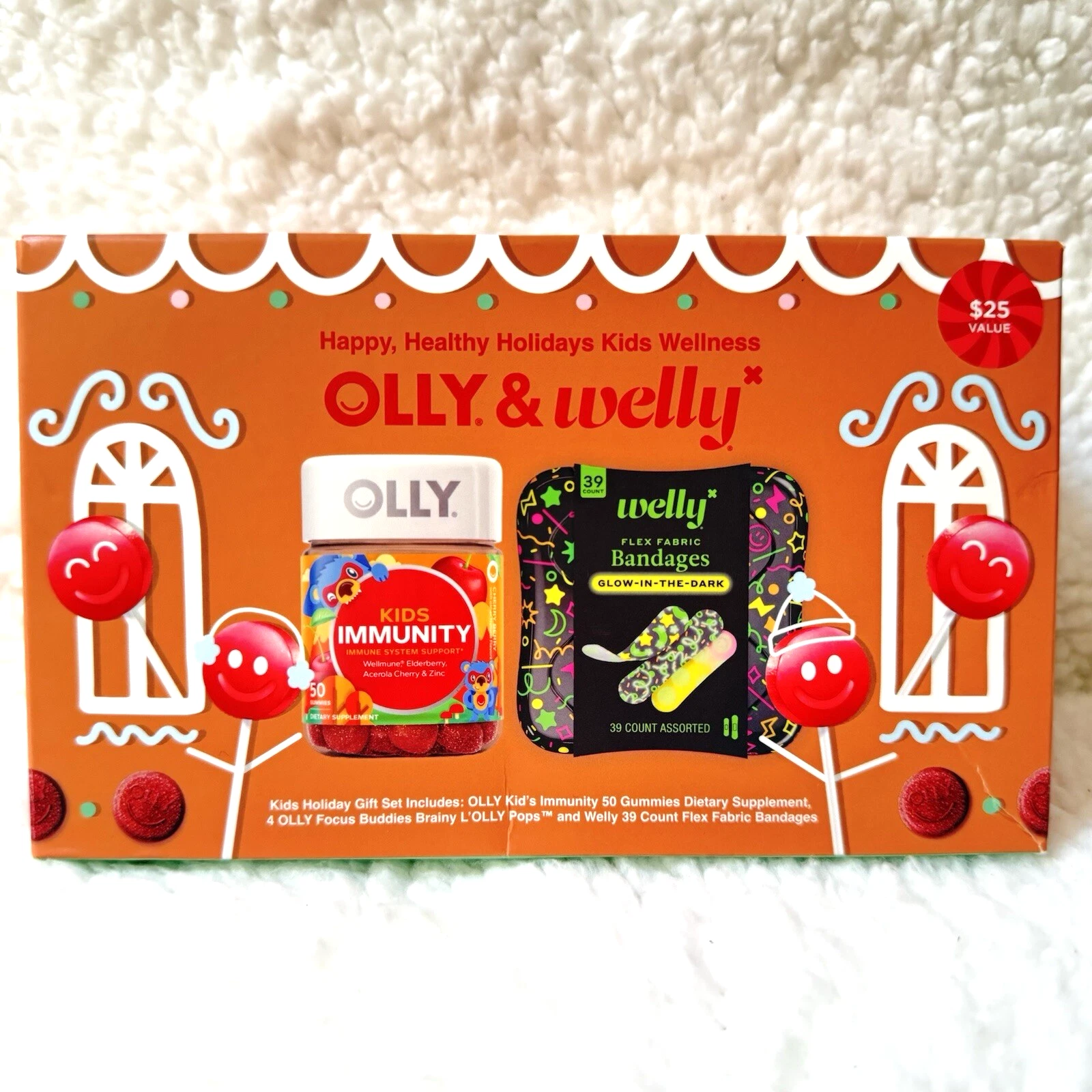 OLLY Welly Kids Holiday Gift Set Immunity Gummies Pops Bandages Glow NIB