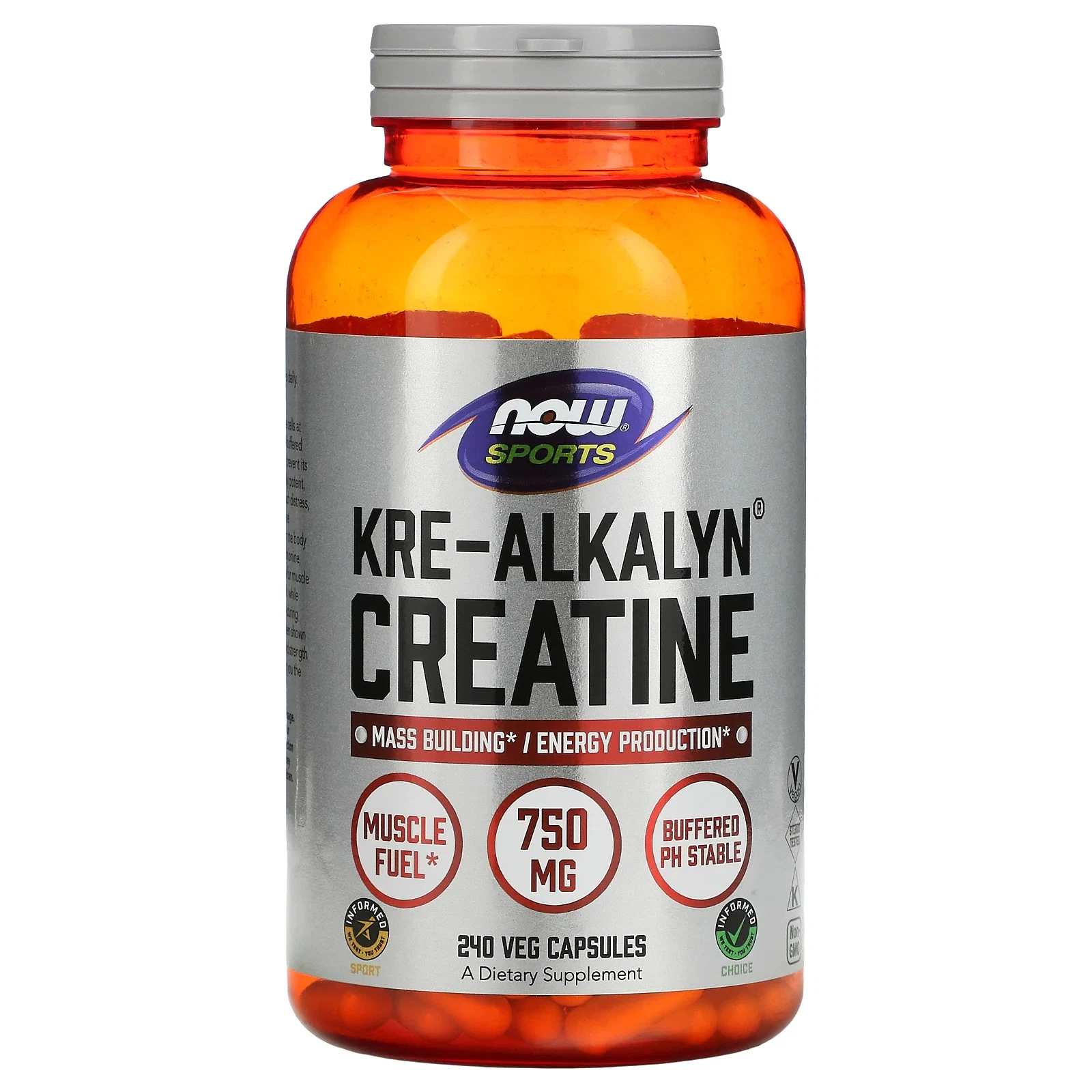 Now Foods Sports Kre-Alkalyn Creatine 240 Capsules GMP Quality Assured