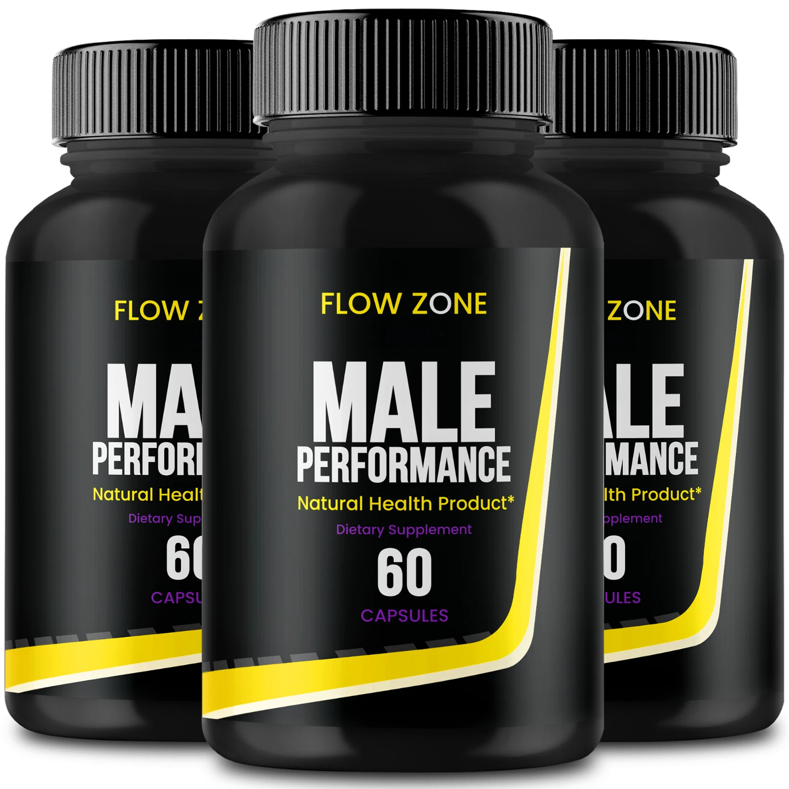 (3 Pack) Flow Zone Men Performance Capsules, FlowZone Male Pills (180 Capsules)