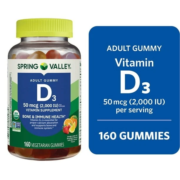 Spring Valley Vitamin D3 Gummies 50mcg 160 Ct – Bone & Immune Support