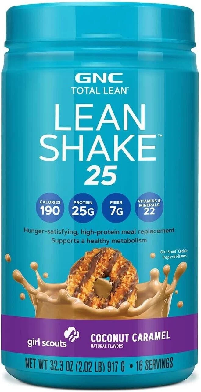 GNC Total Lean Lean Shake 25 - Girl Scouts Coconut Caramel, 2 lbs 16 Sevings