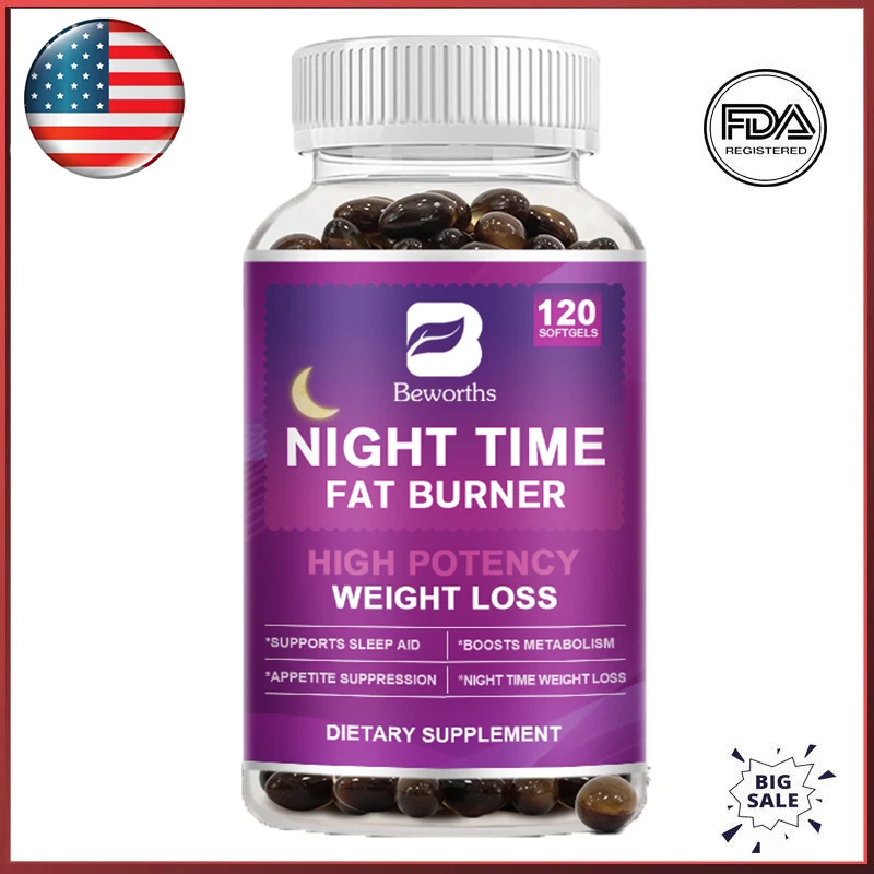 120 Caps Night Fat Burning Capsules | Appetite Suppressant | Metabolism Booster