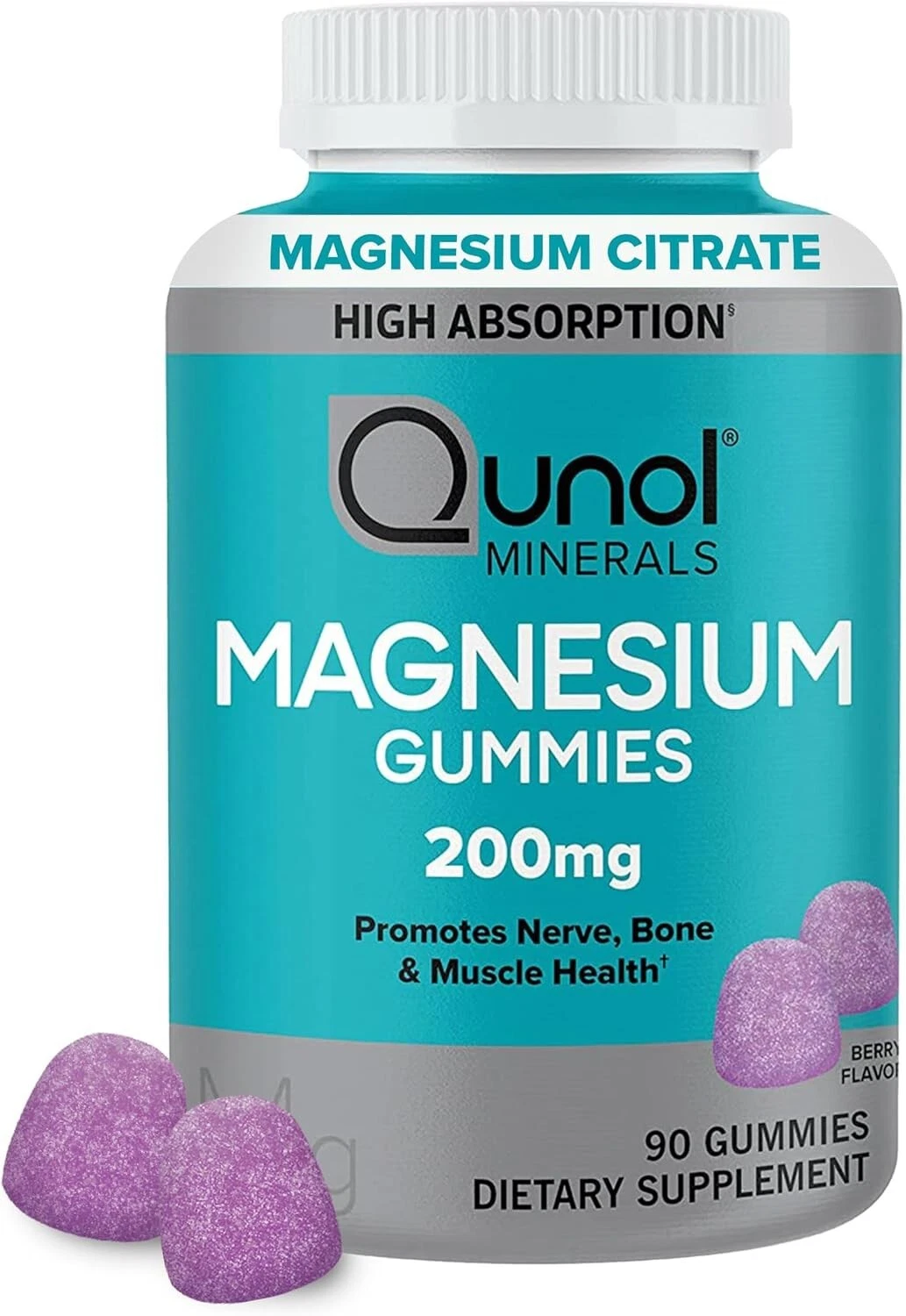 Qunol Magnesium Gummies for Adults, 200mg Elemental Magnesium (from 1,750mg Magn