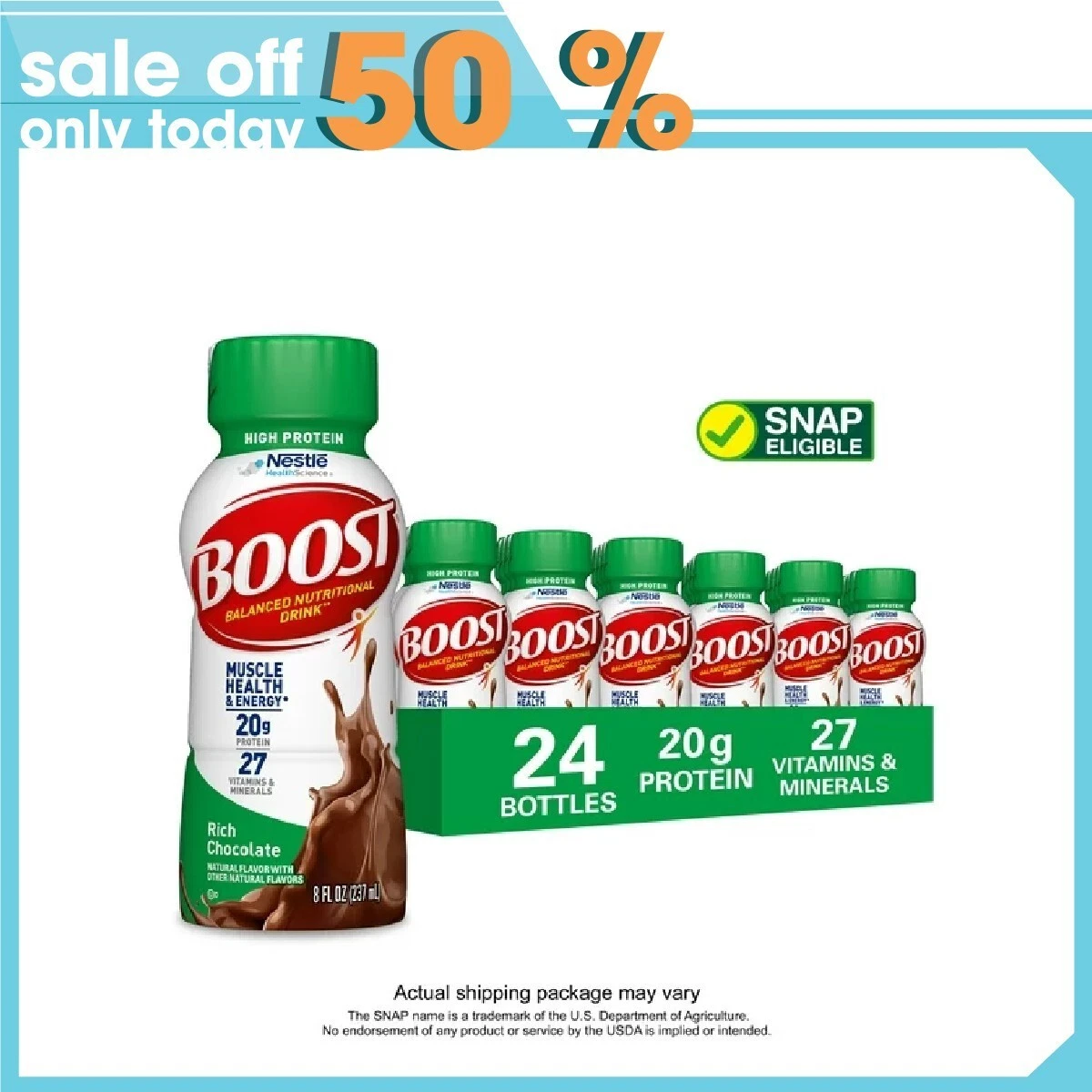 BOOST High Protein Nutritional Drink Rich Chocolate 20g Protein 8 Fl Oz Bottles