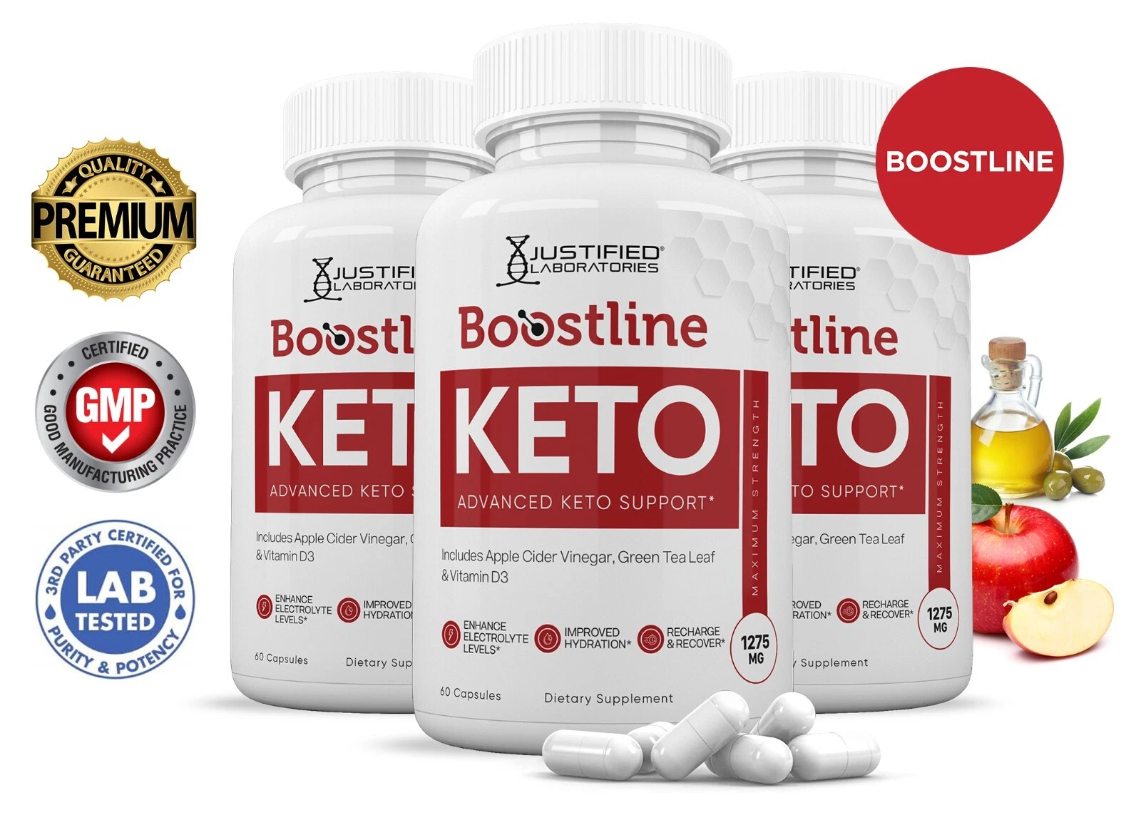 Boostline Keto ACV Pills 1275 MG Stronger Than Gummies Keto Support 3 Bottles