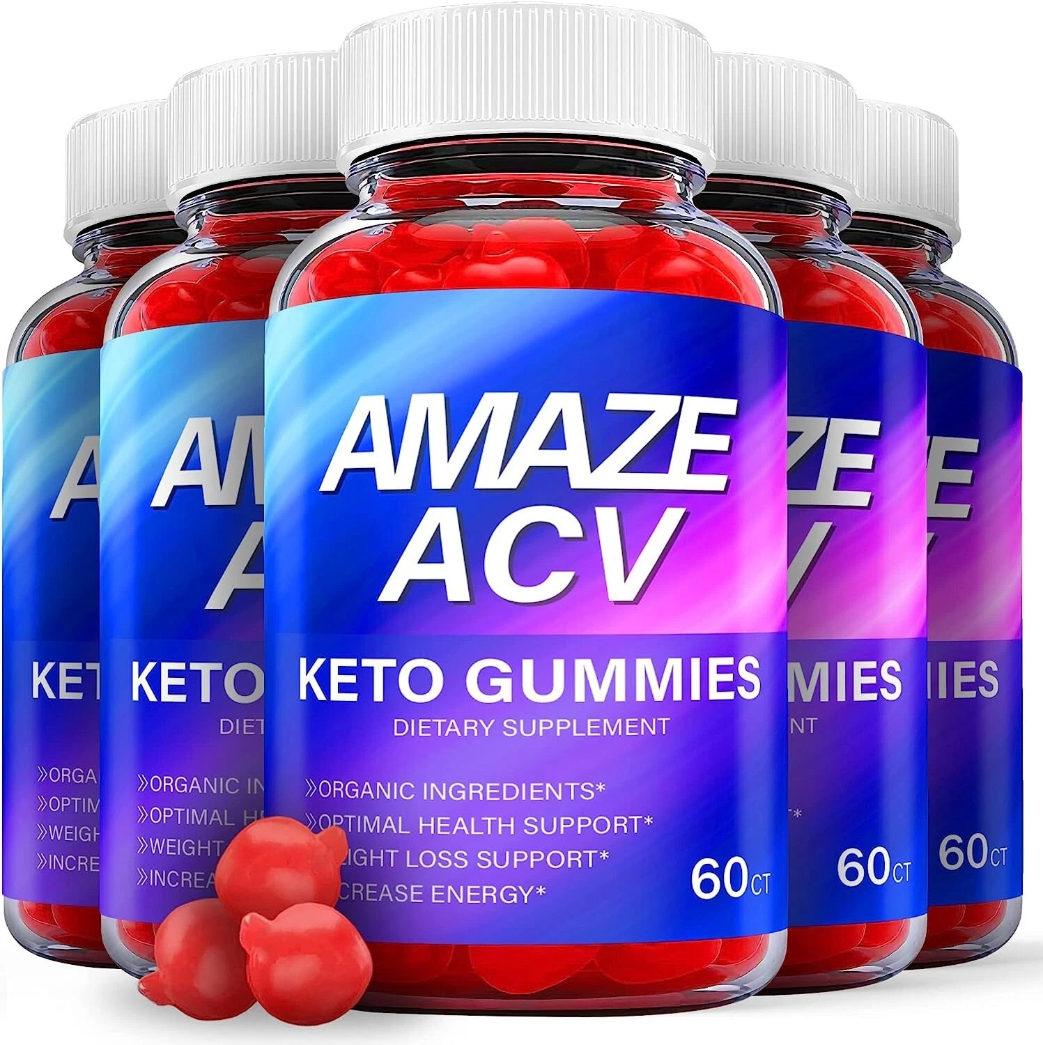 5 Pack - Amaze ACV Keto Gummies - Vegan, Weight Loss Supplement - 300 Gummies
