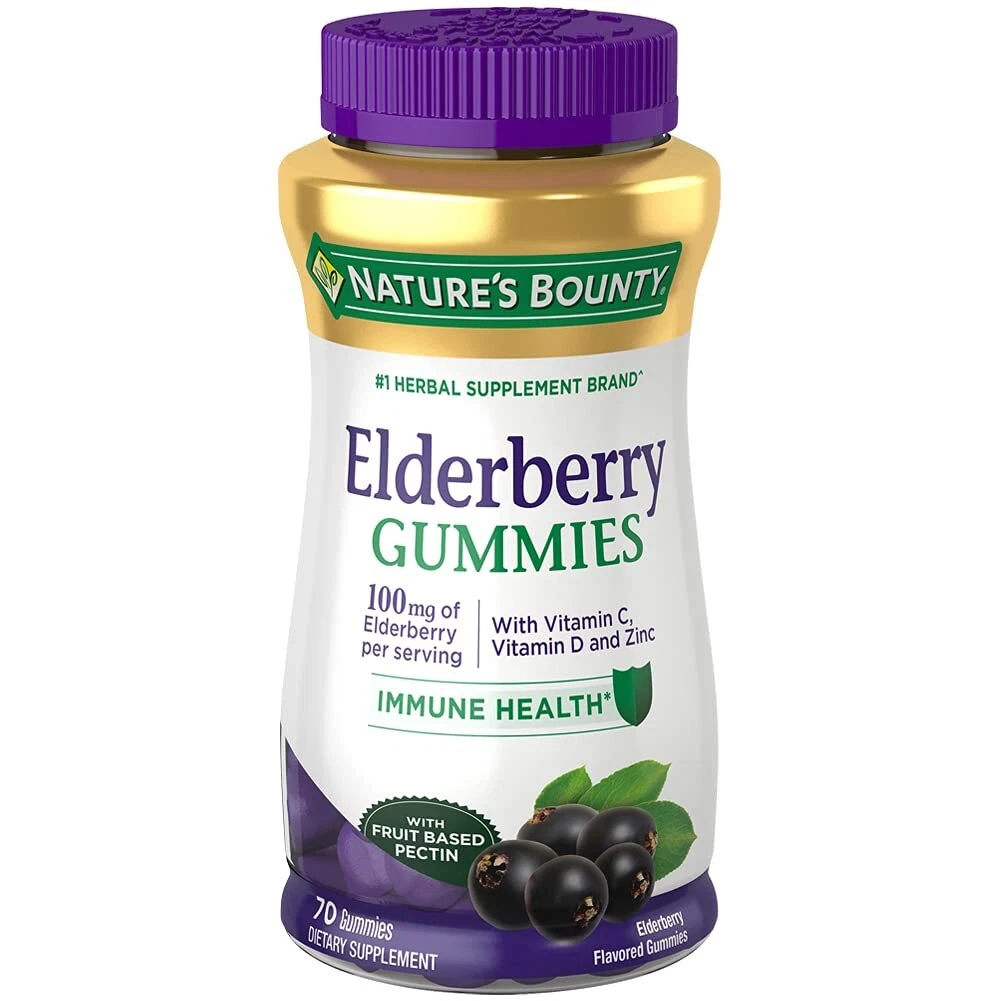 Nature's Bounty Elderberry Gummies, Dietary Supplement, Supports Immune Health,