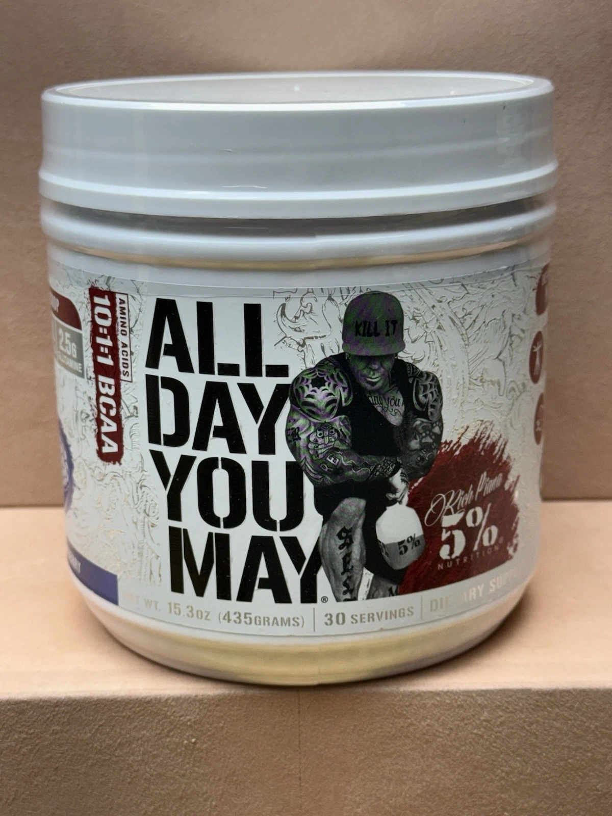 5% Nutrition ALL DAY YOU MAY 30 Servings - Blue Raspberry Exp 11/25 Clumpy