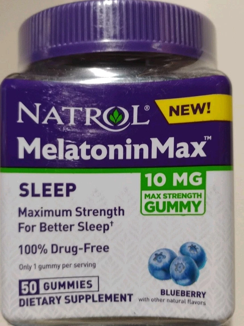Natrol Melatonin Max Sleep Aid Blueberry Flavor Gummies, 10mg - 50 Count 11/25