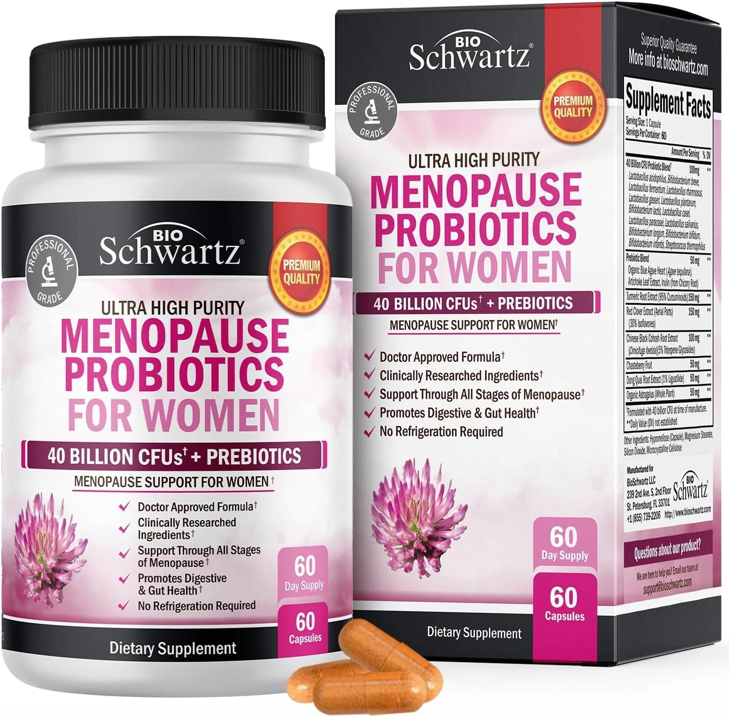Menopause Supplements for Women 40 Billion CFU Menopause Probiotics Women 60 ct