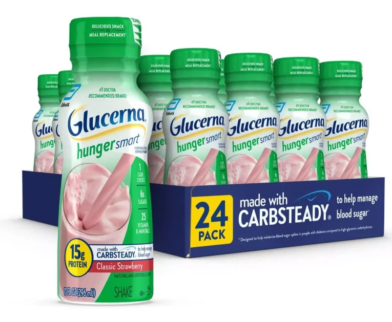 glucerna hunger smart shake/classic strawberry/24 bottles/10 oz
