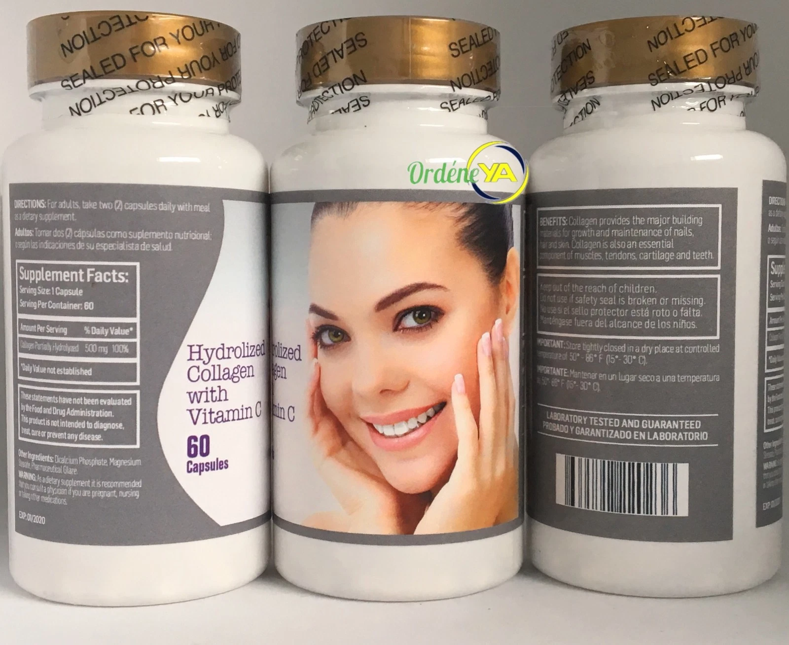 Hydrolized Collagen Vitamin C Elastin Colageno Wrinkle 180 Capsules anti-aging