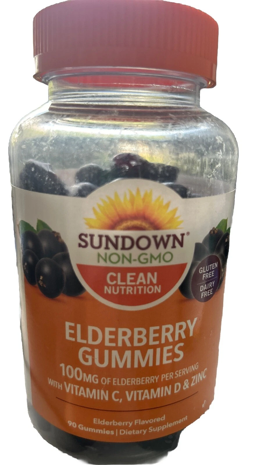 Sundown Elderberry Non-GMO Vitamin C, D & Zinc | Gluten Free | 90 Gummies 10/24