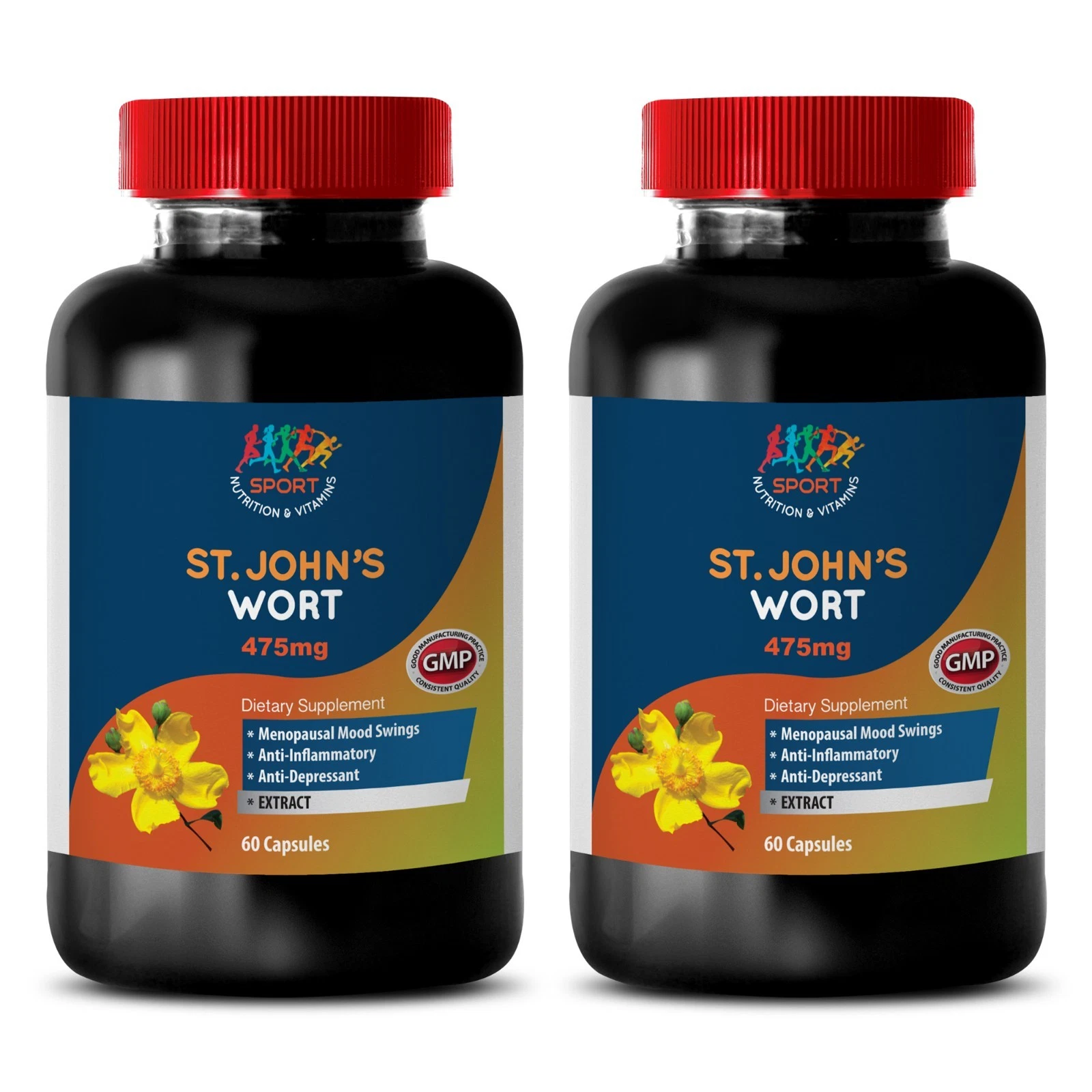 Siberian Ginseng - ST. JOHN'S WORT EXTRACT - Pure Ingredients - 2 Bot 120 Ct