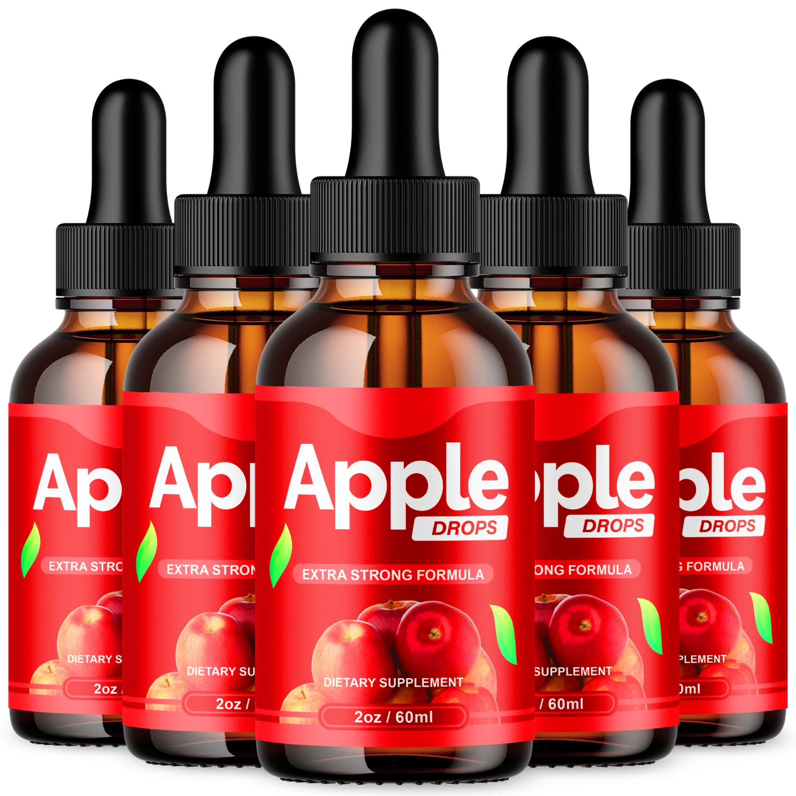 5 Pack Apple Keto Drops Maximum Strength Weight Management Supplement 300ML