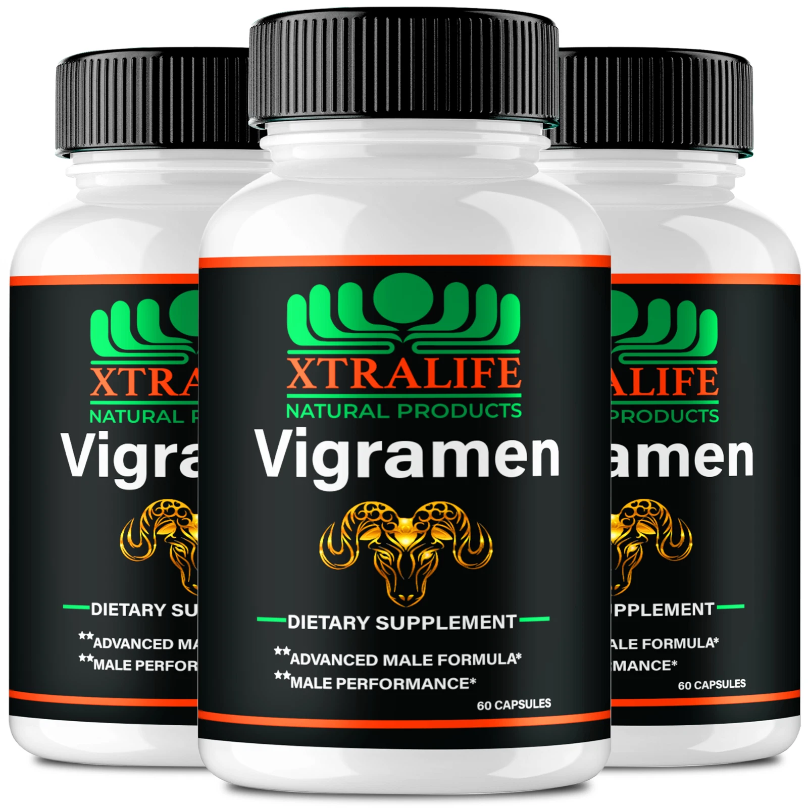 (3 Pack) Vigramen Male Pills, Vigra Men Maximum Performance Supplement Capsules