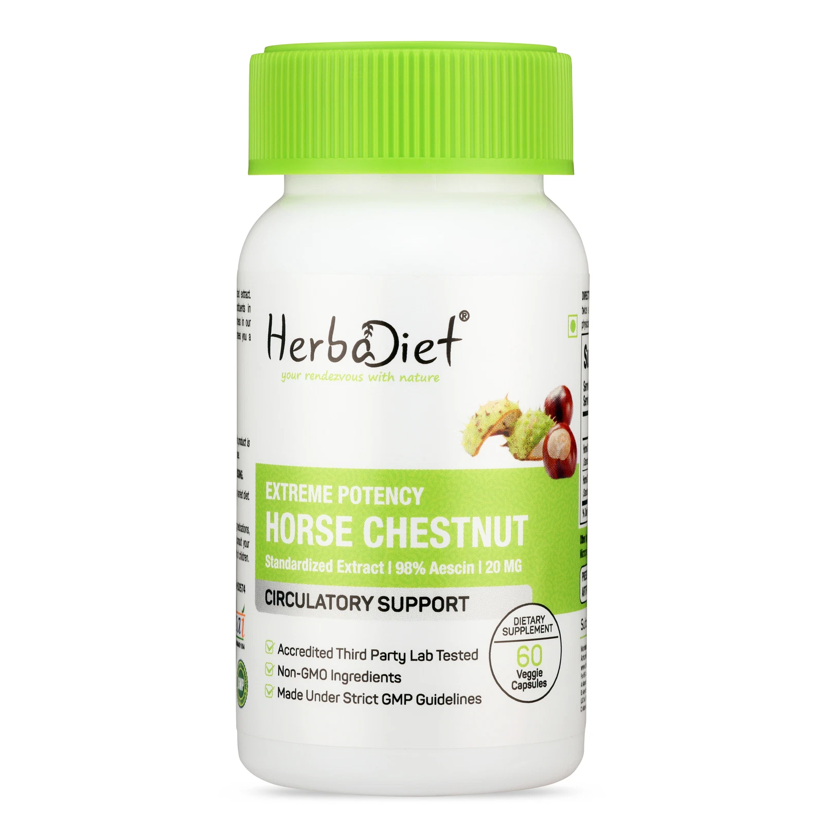 Horse Chestnut Extract Capsules 98% AESCIN STRONGEST Natural Circulatory Support