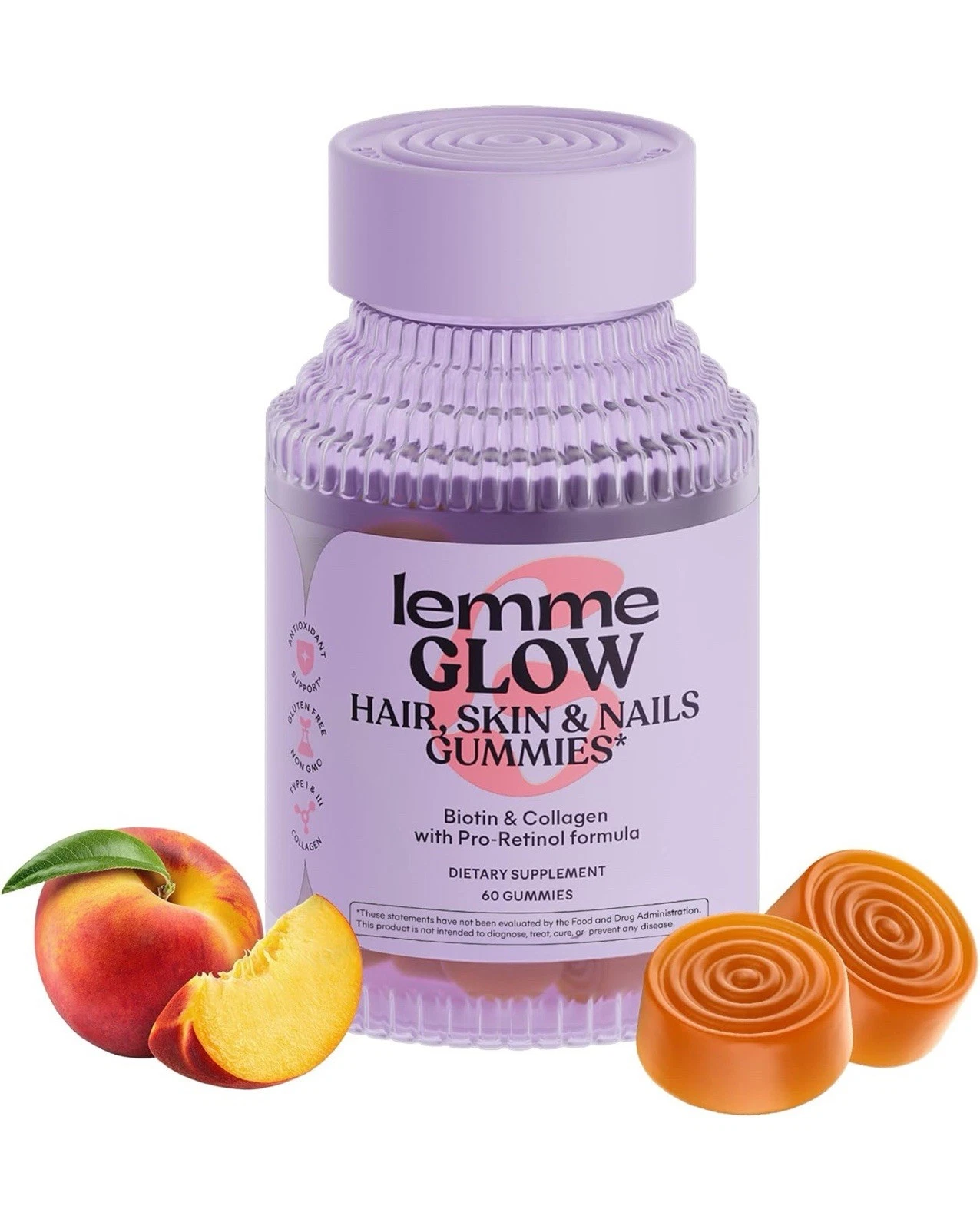 NEW Lemme Glow Hair Skin Nails Biotin Collagen SEALED 60 Gummies EXP 10/2026