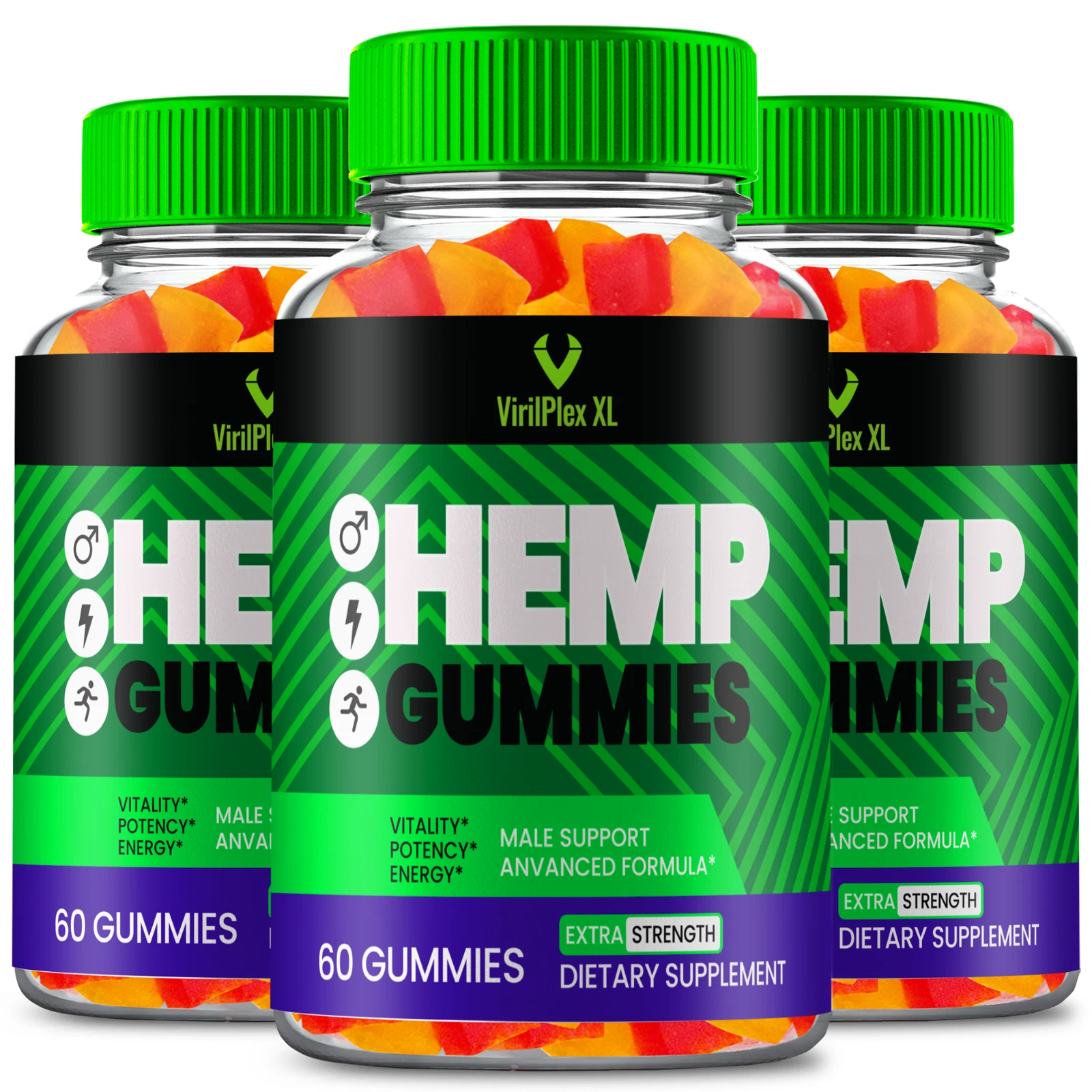 (3 Pack) Virilplex XL Gummies Health and Wellness Support (180 Capsules)