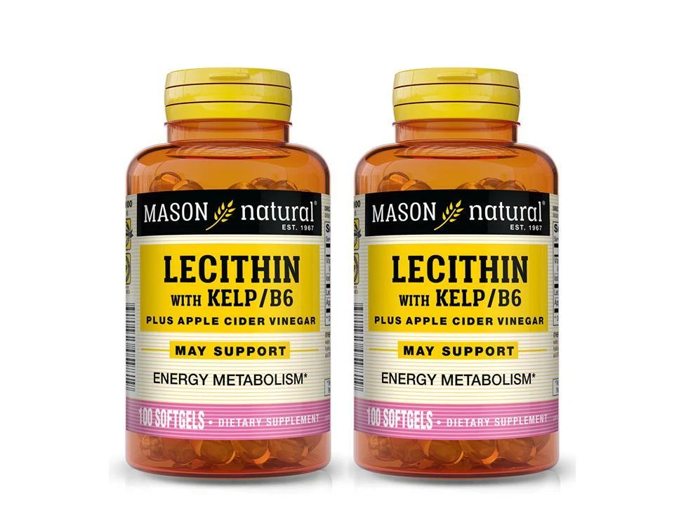 2 X 100 = 200 SOFTGELS LECITHIN KELP B-6 APPLE CIDER VINEGAR Weight Control