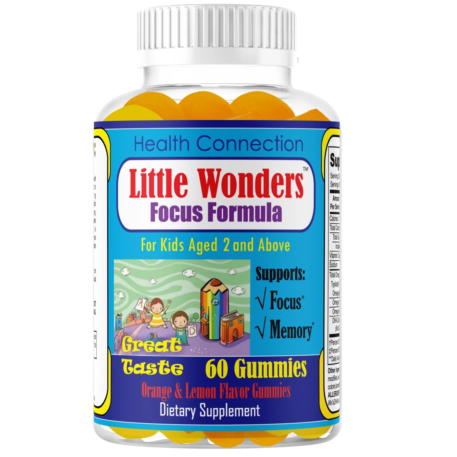 Omega 3 Gummies for Kids,DHA Omega 3,6,9Supplement Memory Support,Brain Booster