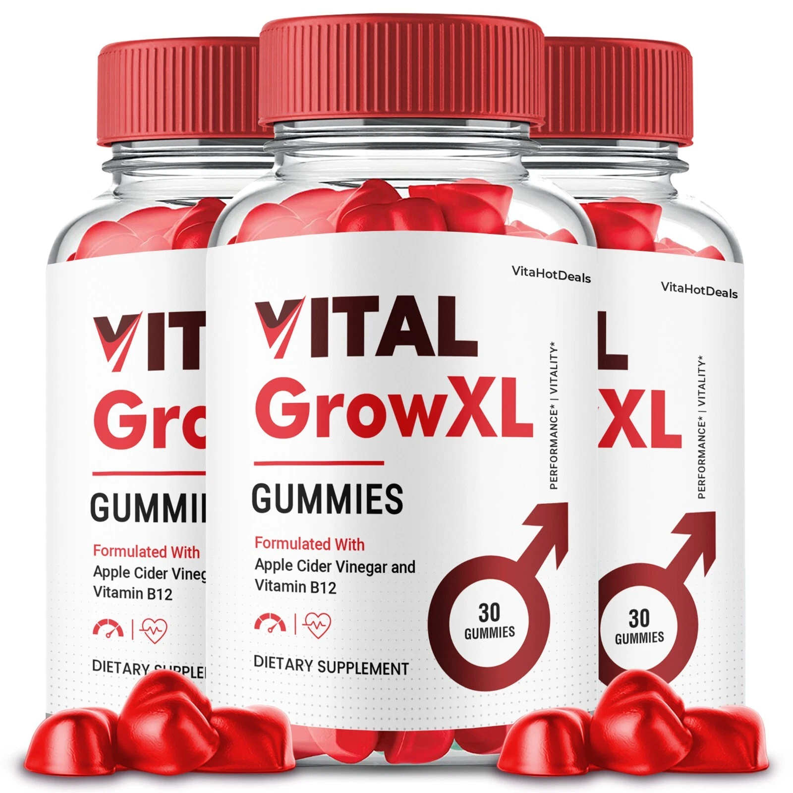 Vital Grow XL Gummies For Men, Vital Grow XL Max Strength Formula (3 Pack)