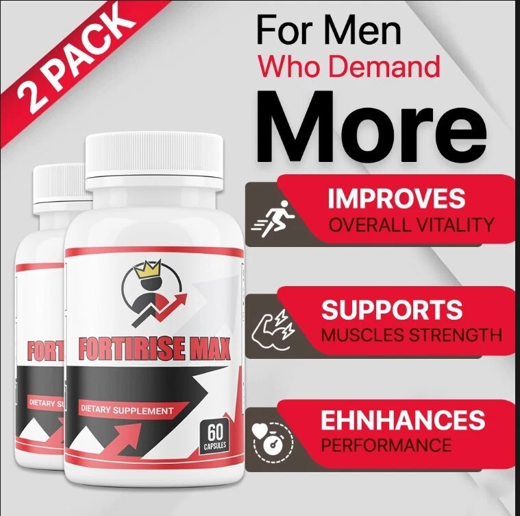 (2 Pack) Fortirise Max Capsules, All Natural for Max Strength (120 Capsules)