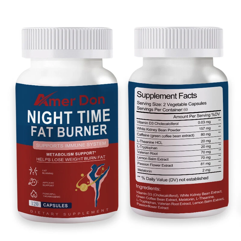 Night Time Appetite Suppressant Fat Burner Supplement Weight Loss Detox Capsules