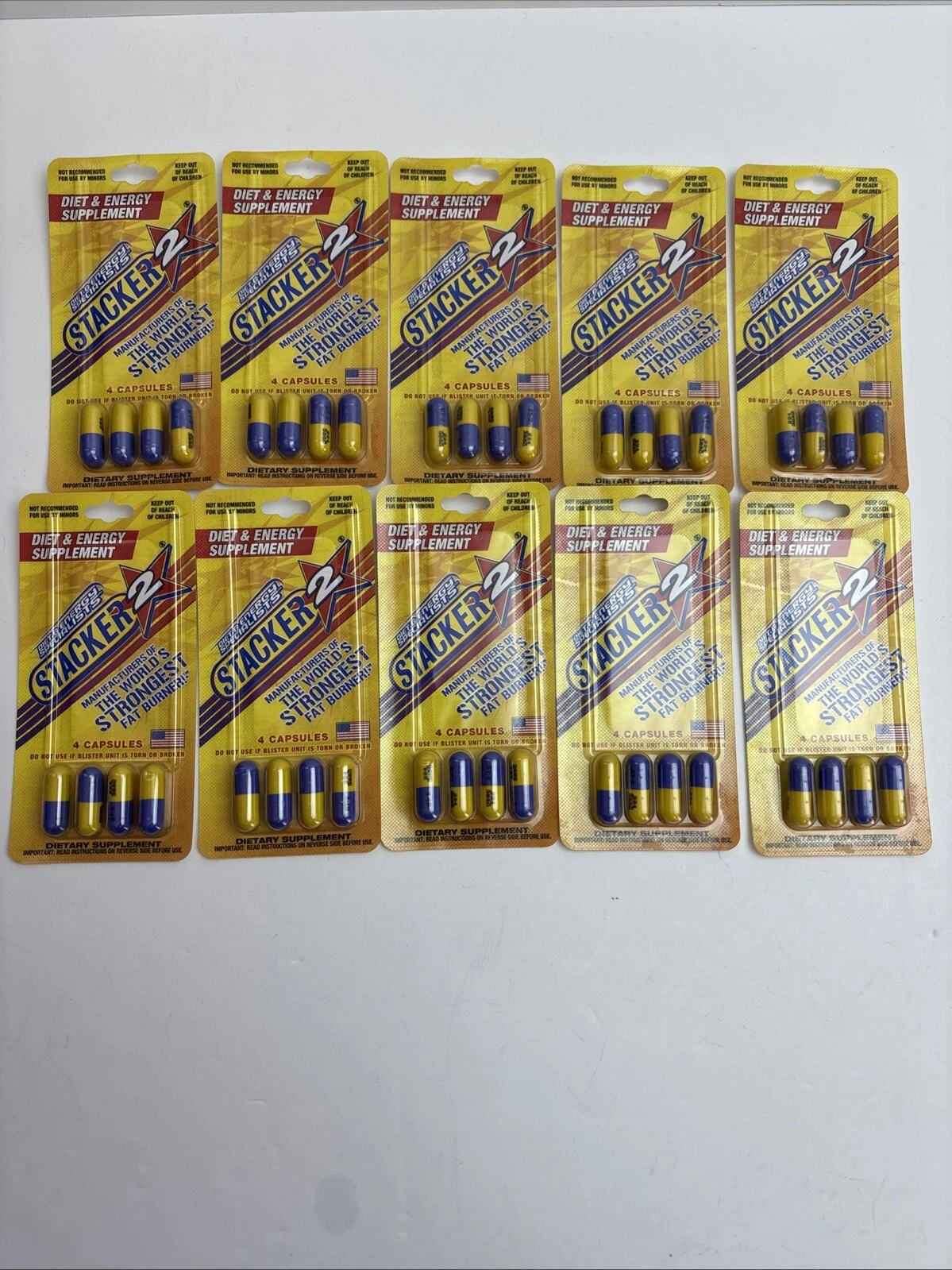 STACKER Two WORLD'S STRONGEST FAT BURNER DIET 3 TIMES ENERGY 10x4= 40 Capsules