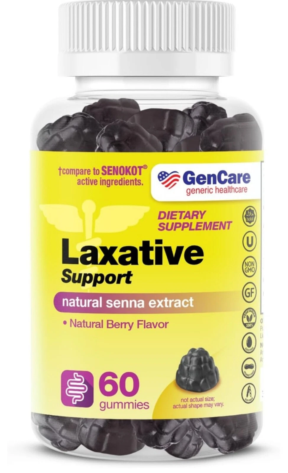GenCare - Laxative Support Gummies with Natural Senna Extract (60 Gummies) -...