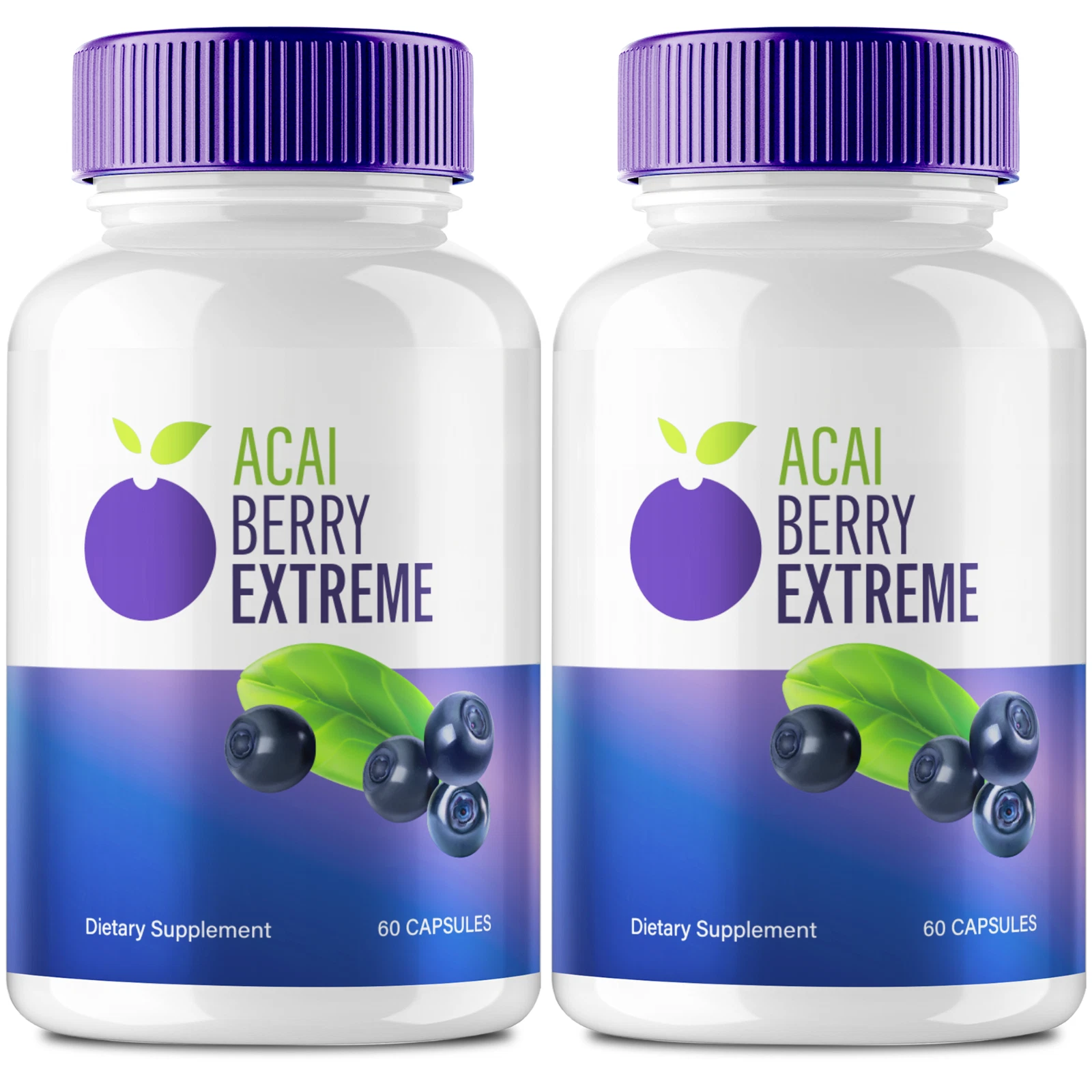 (2 Pack) Acai Berry Extreme Advanced Weight Loss Pills Burn Stubborn Fat Energy