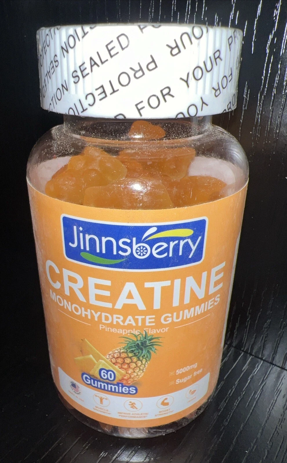 Creatine Monohydrate Gummies 5000mg Pineapple Muscle Growth Supplement - 60 Ct