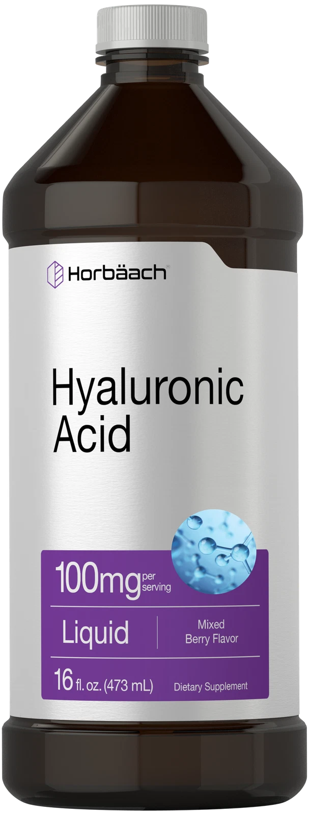 Hyaluronic Acid Supplement Liquid | 16 fl oz | 100mg | Vegan | by Horbaach