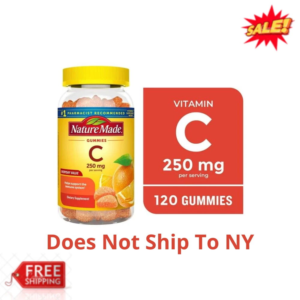 2pk Nature Made Vitamin C Gummies 250 mg Dietary Supplement 120 Count Tangerine