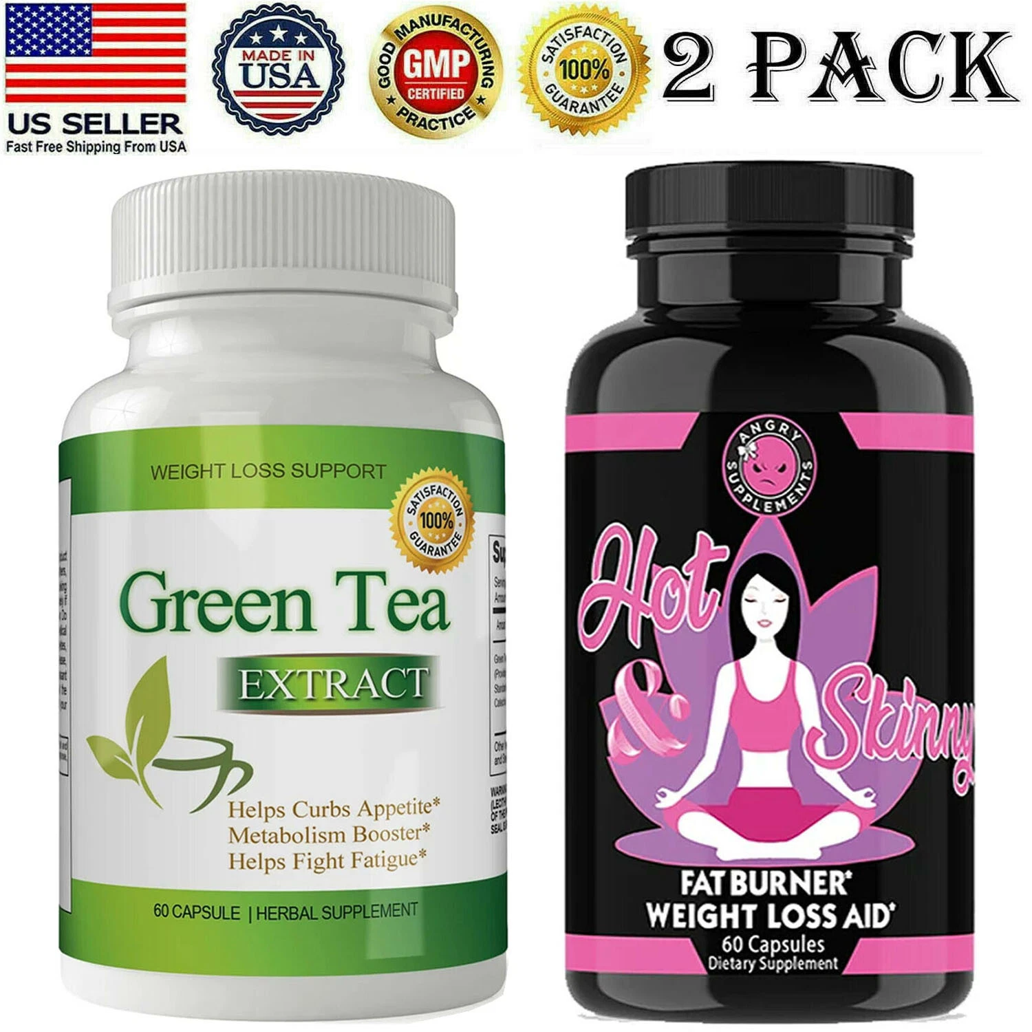 Green Tea Extract Fat Burn Metabolism Booster & Hot Skinny Weight Loss Capsules