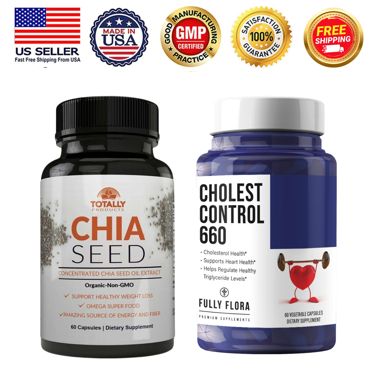 Chia Seeds Oil Weight Loss Pills & Cholesterol Control Heart Health Supplements