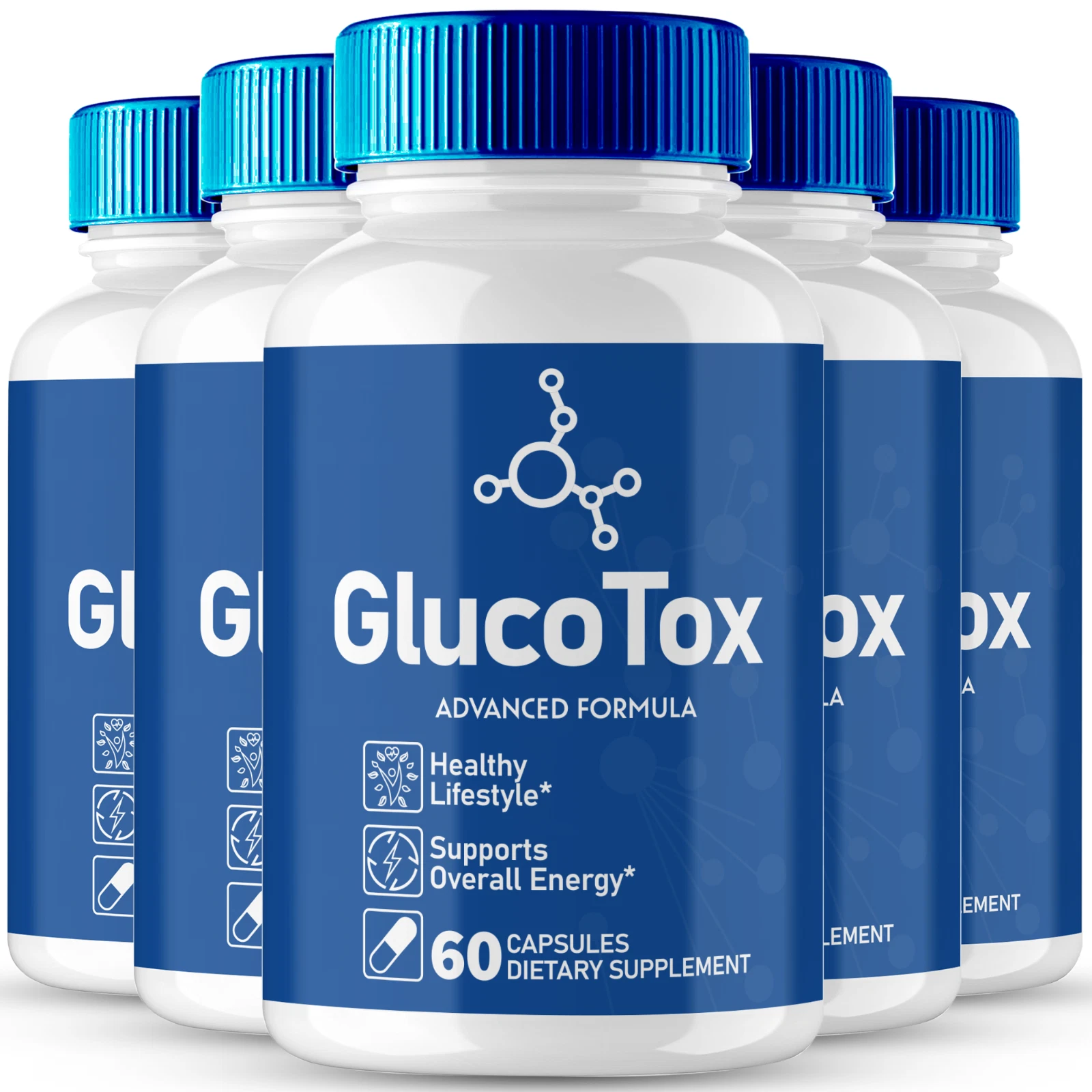 (5 Pack) GlucoTox Heart Health Pills, Gluco Tox for Blood Sugar Support