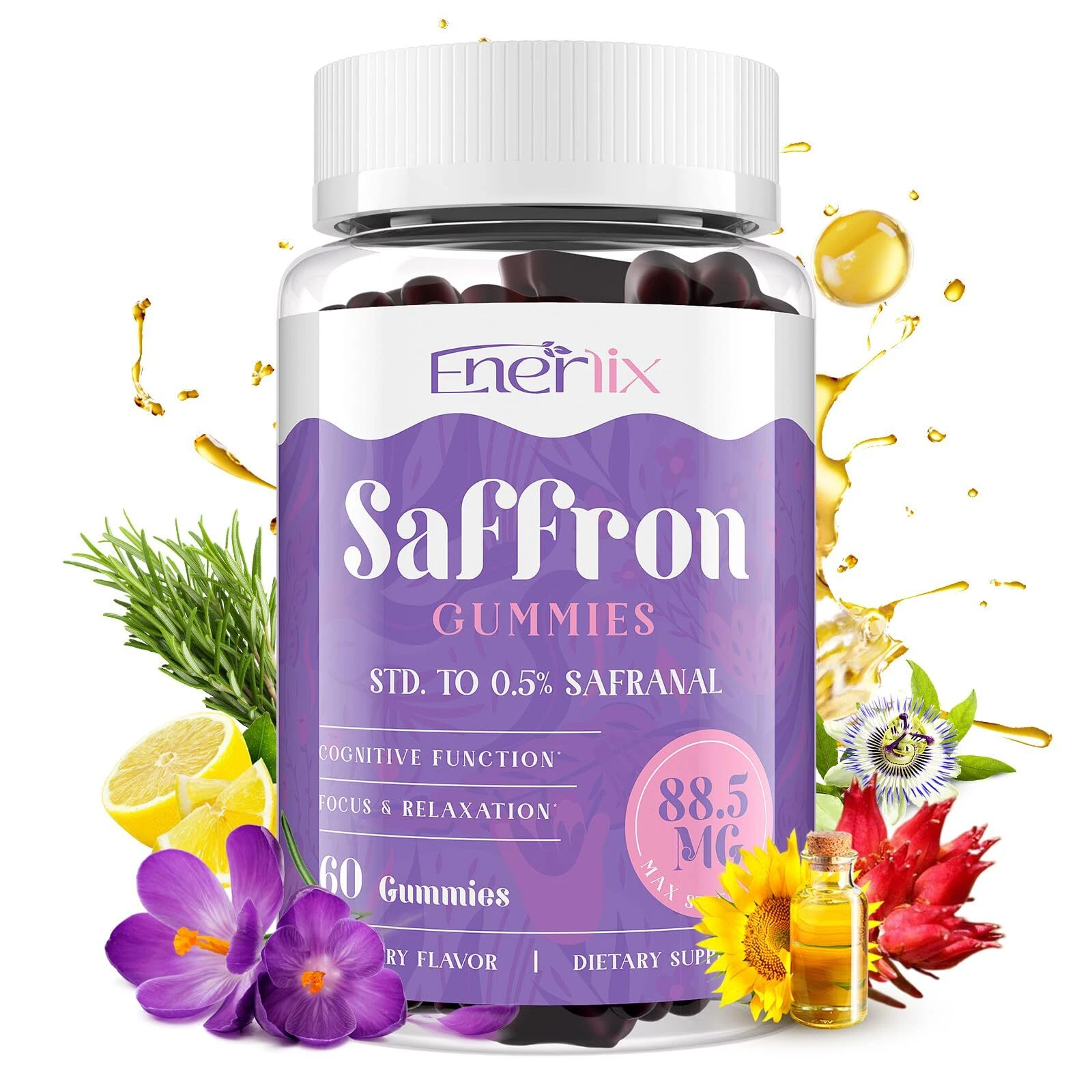 Saffron Gummies 88.5 mg with Magnesium Max Strength Saffron Supplements with ...